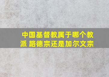 中国基督教属于哪个教派 路德宗还是加尔文宗